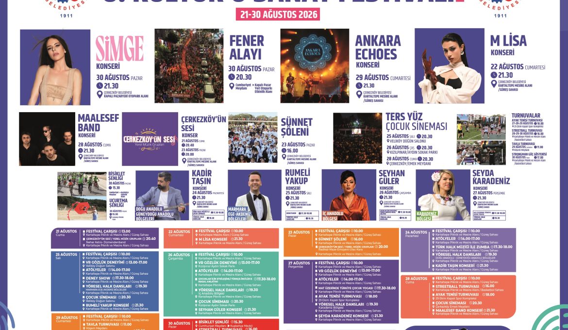 ÇERKEZKÖY BELEDİYESİ 8. KÜLTÜR VE SANAT FESTİVALİ BAŞLIYOR