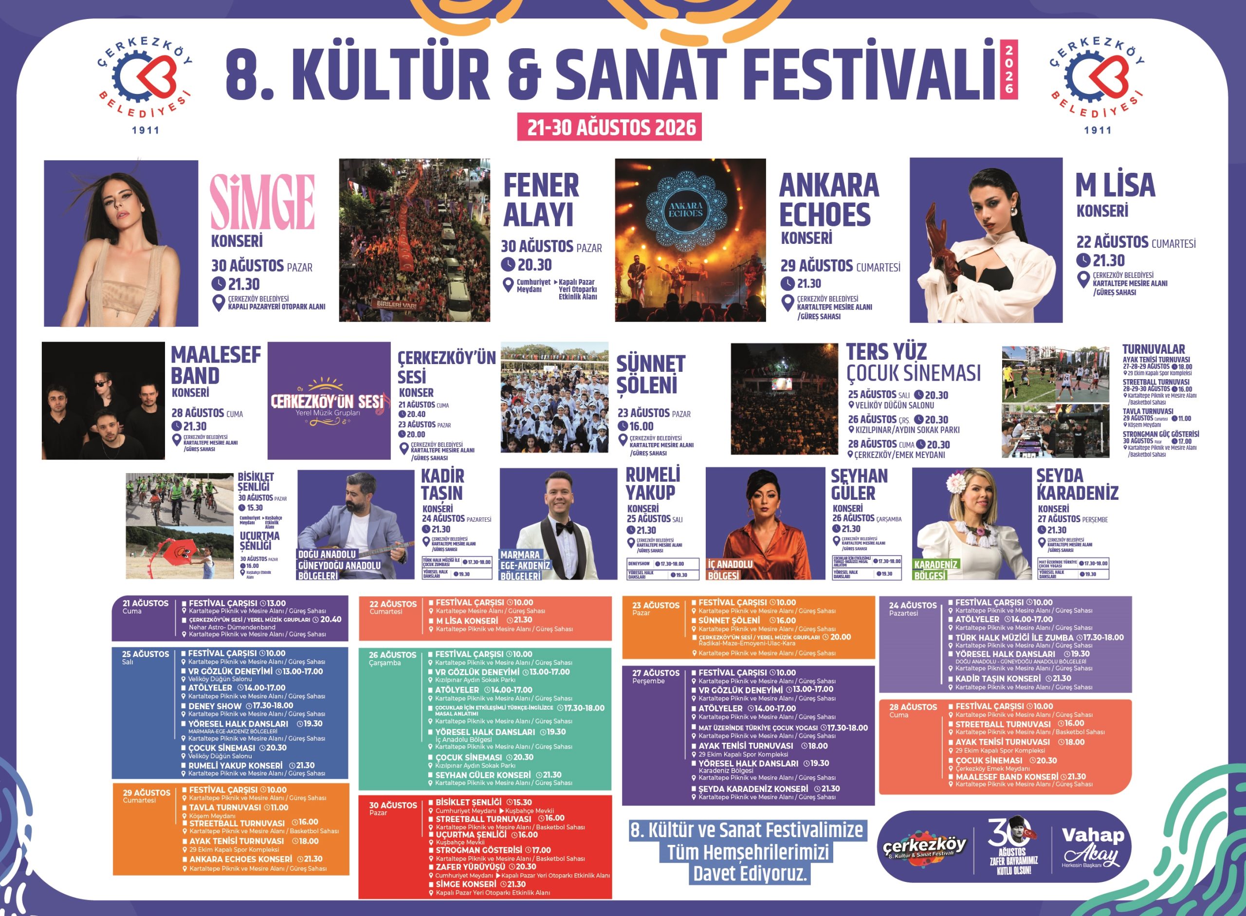 ÇERKEZKÖY BELEDİYESİ 8. KÜLTÜR VE SANAT FESTİVALİ BAŞLIYOR