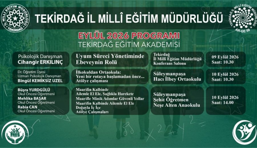 Tekirdağ Eğitim Akademisi Eylül Ayı Etkinlikleriyle Başlıyor